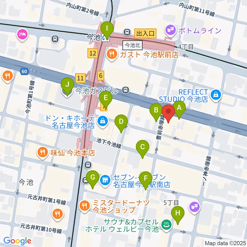 今池3STAR周辺のカフェ一覧地図