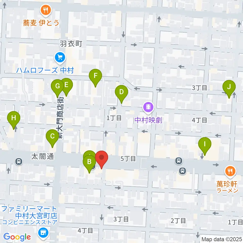 ピアノ教室luce（ルーチェ）中村教室周辺のカフェ一覧地図