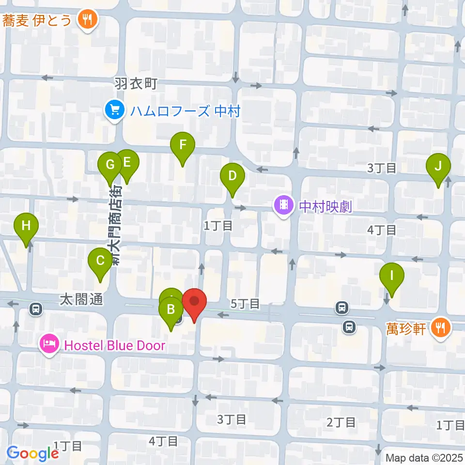 ピアノ教室luce（ルーチェ）中村教室周辺のカフェ一覧地図