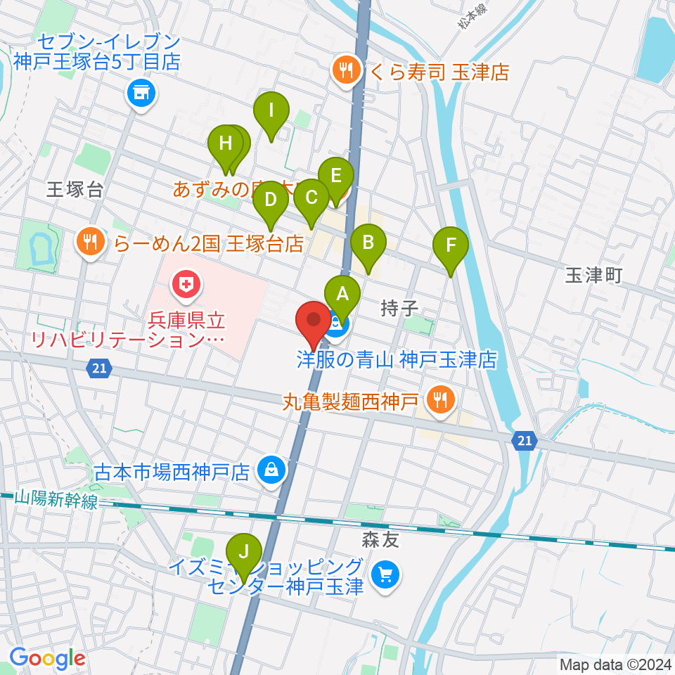 ドリーム・ステップ音楽教室周辺のカフェ一覧地図