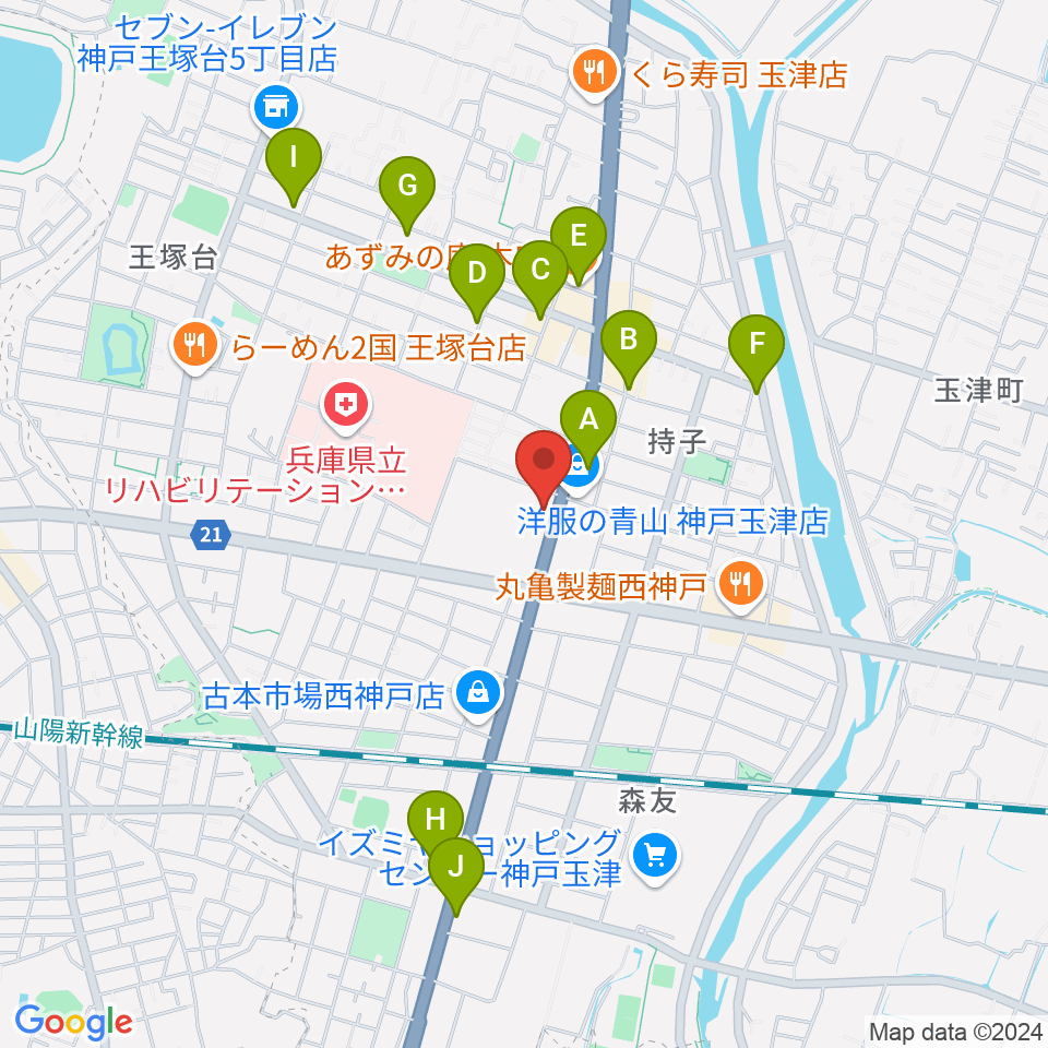 ドリーム・ステップ音楽教室周辺のカフェ一覧地図