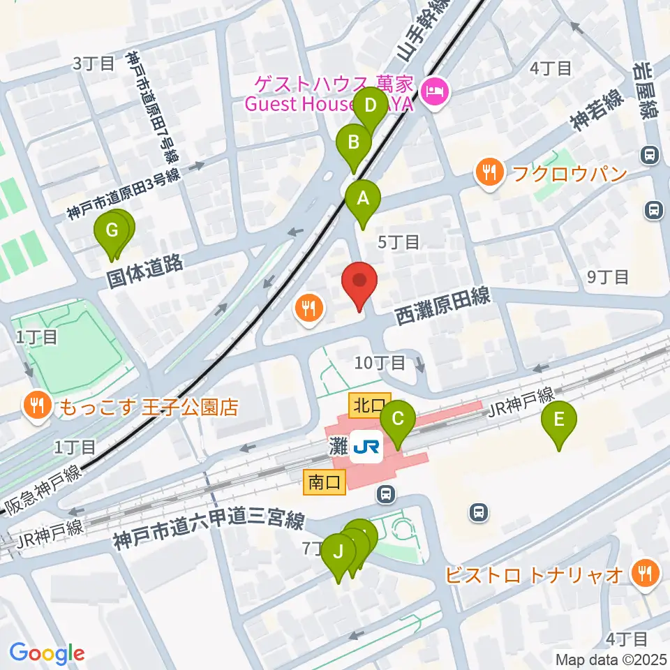 サークル音楽教室周辺のカフェ一覧地図