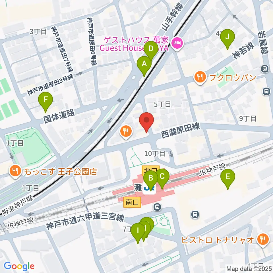 サークル音楽教室周辺のカフェ一覧地図