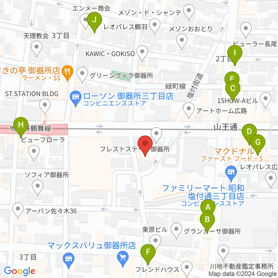 名古屋音楽館周辺のカフェ一覧地図