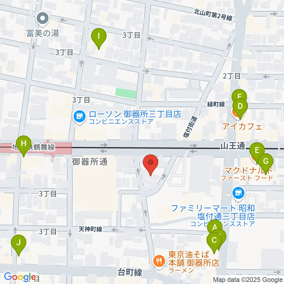 名古屋音楽館周辺のカフェ一覧地図