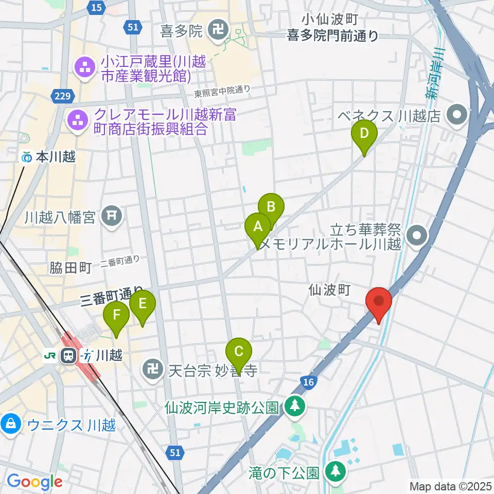 むらやまミュージック周辺のカフェ一覧地図