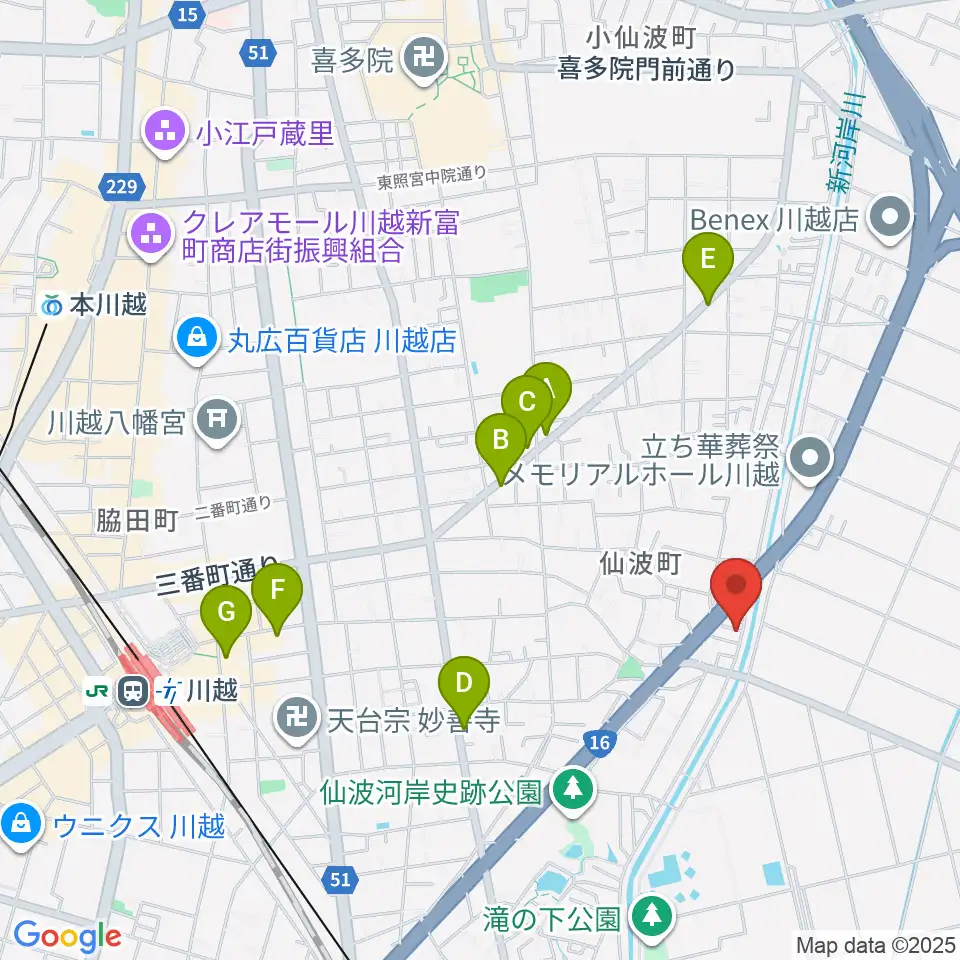 むらやまミュージック周辺のカフェ一覧地図