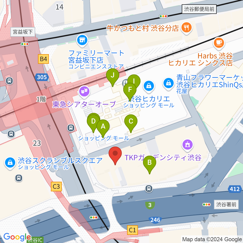 渋谷ウォーキン周辺のカフェ一覧地図