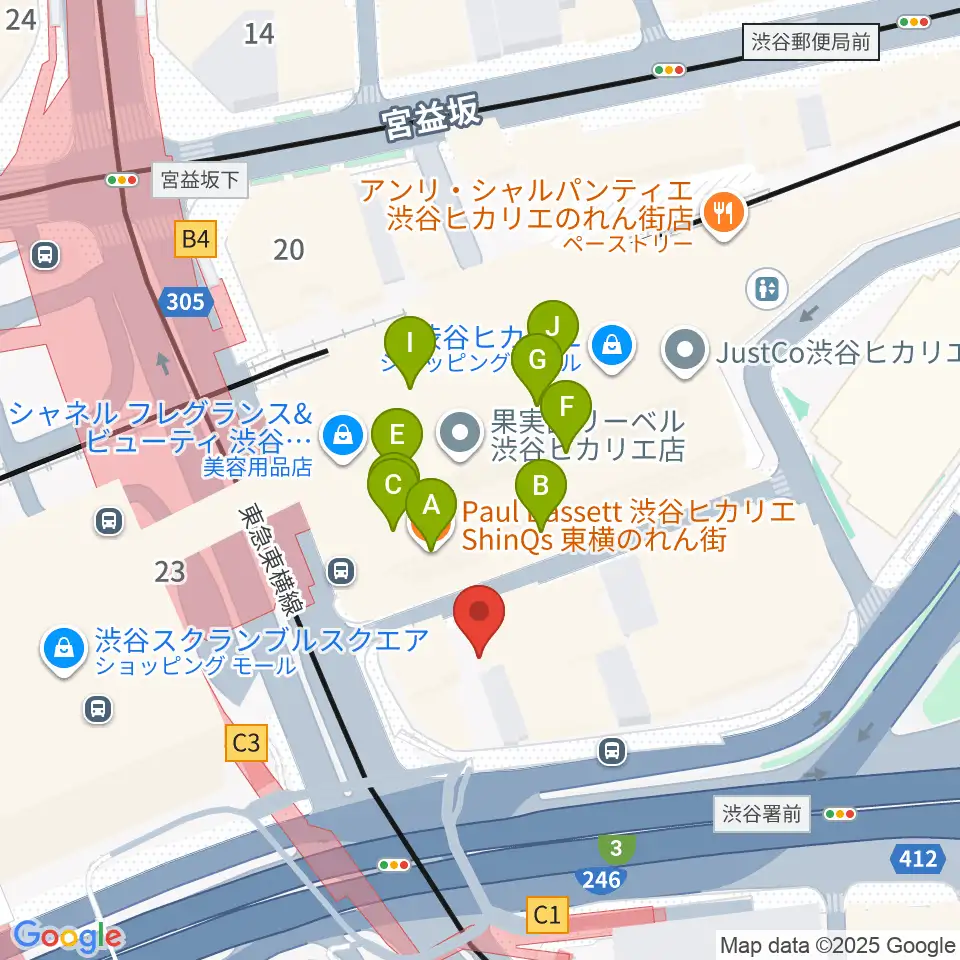渋谷ウォーキン周辺のカフェ一覧地図