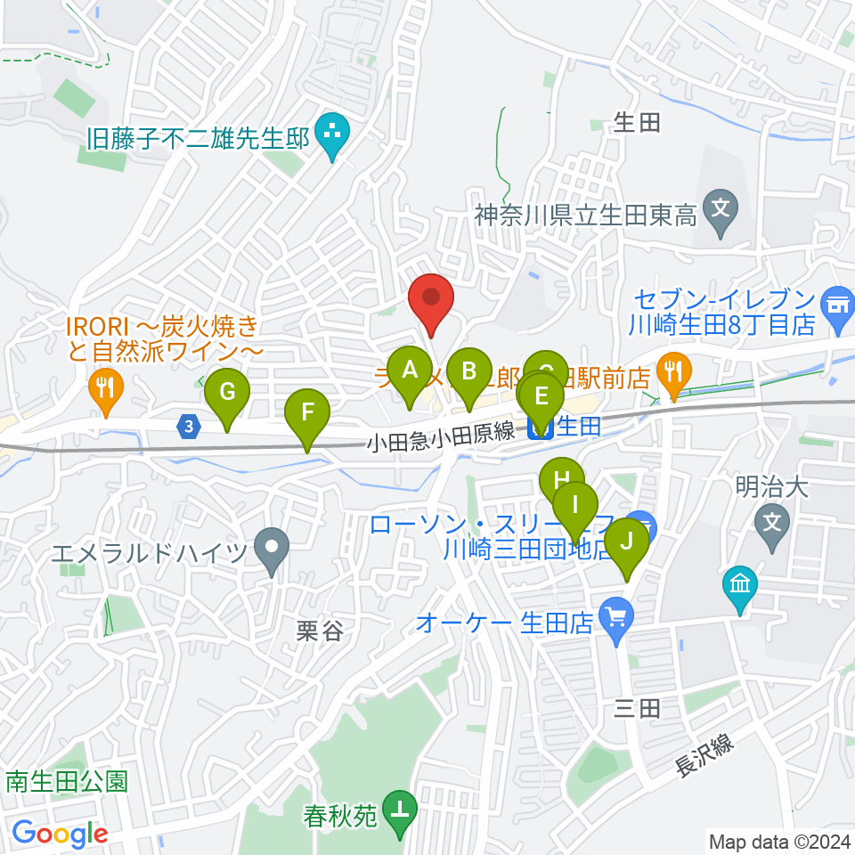 フェリーチェミュージックスクール周辺のカフェ一覧地図