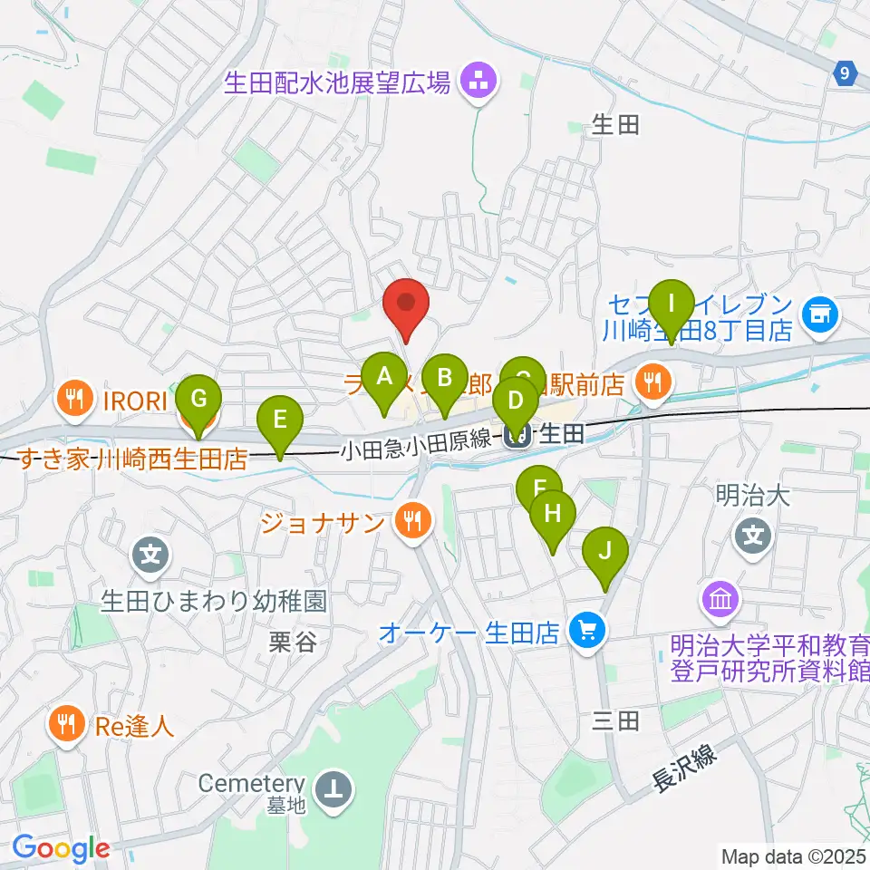 フェリーチェミュージックスクール周辺のカフェ一覧地図