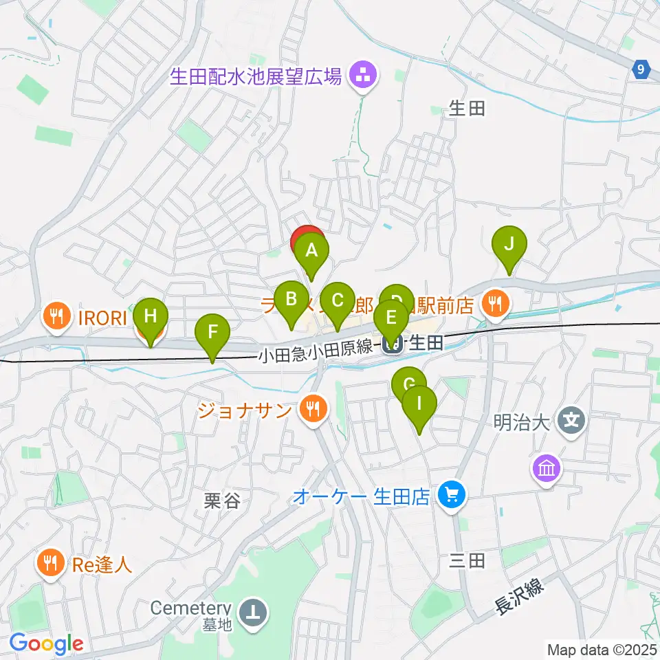 フェリーチェミュージックスクール周辺のカフェ一覧地図