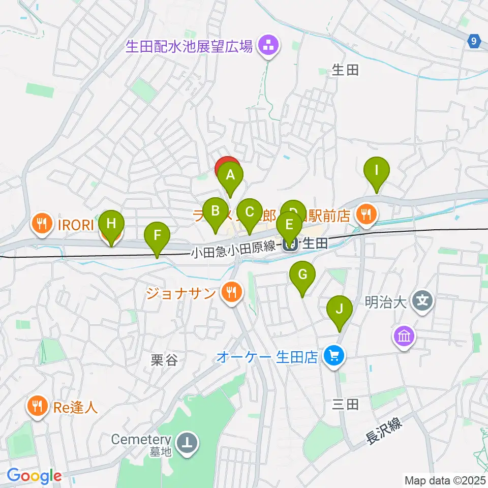 フェリーチェミュージックスクール周辺のカフェ一覧地図