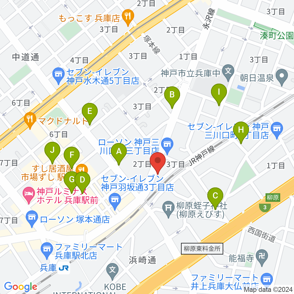 土田音楽教室周辺のカフェ一覧地図