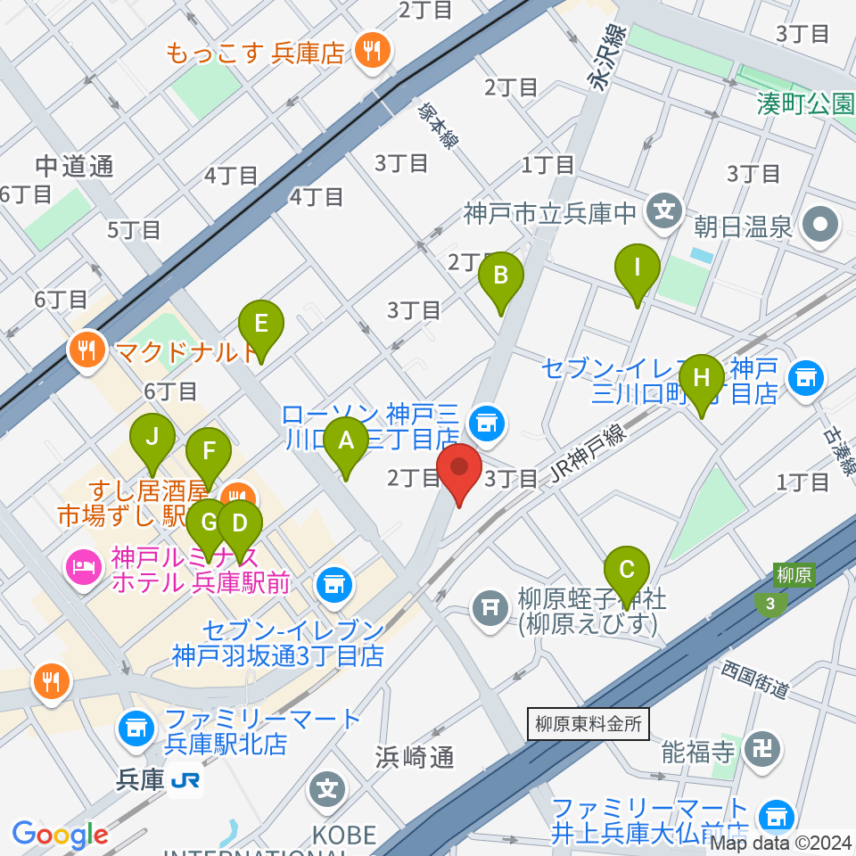 土田音楽教室周辺のカフェ一覧地図