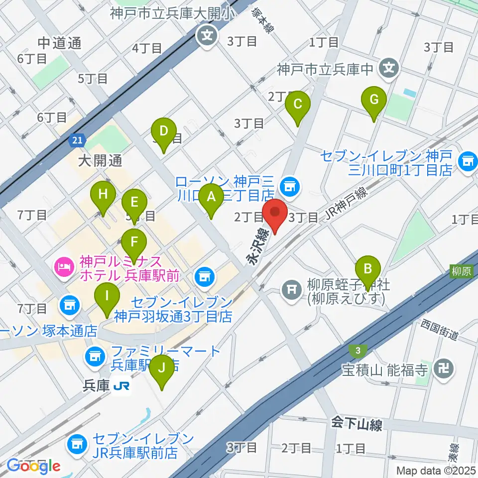 土田音楽教室周辺のカフェ一覧地図