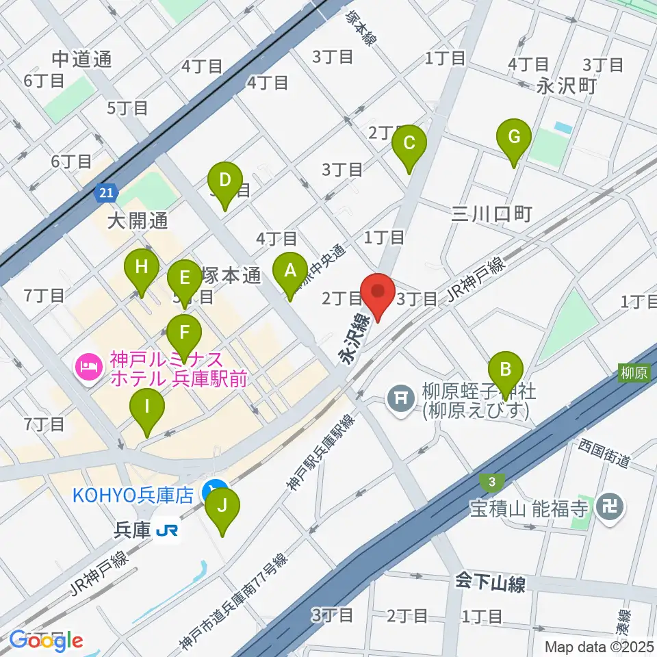 土田音楽教室周辺のカフェ一覧地図