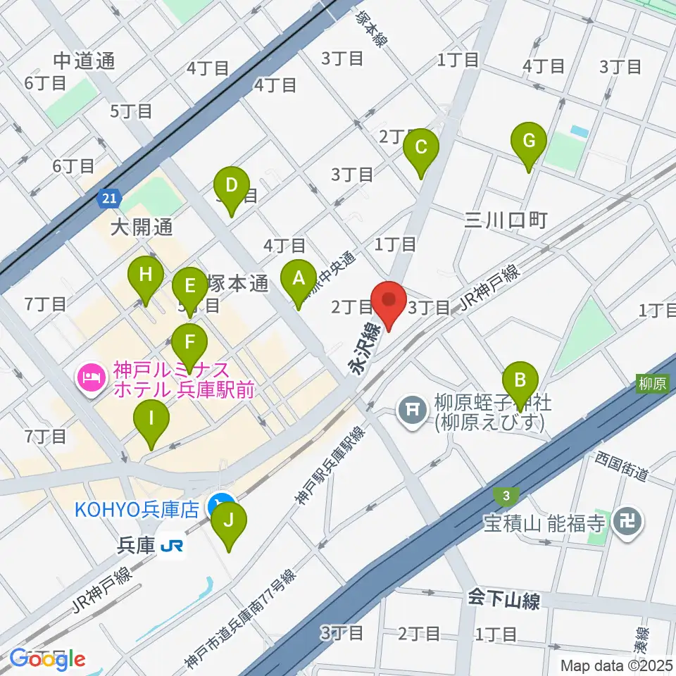 土田音楽教室周辺のカフェ一覧地図