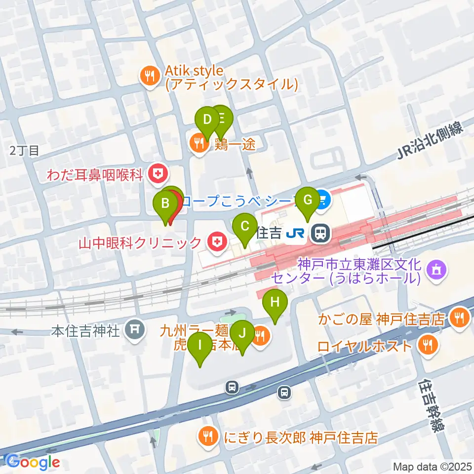 ボイストレーニング HS DREAM周辺のカフェ一覧地図