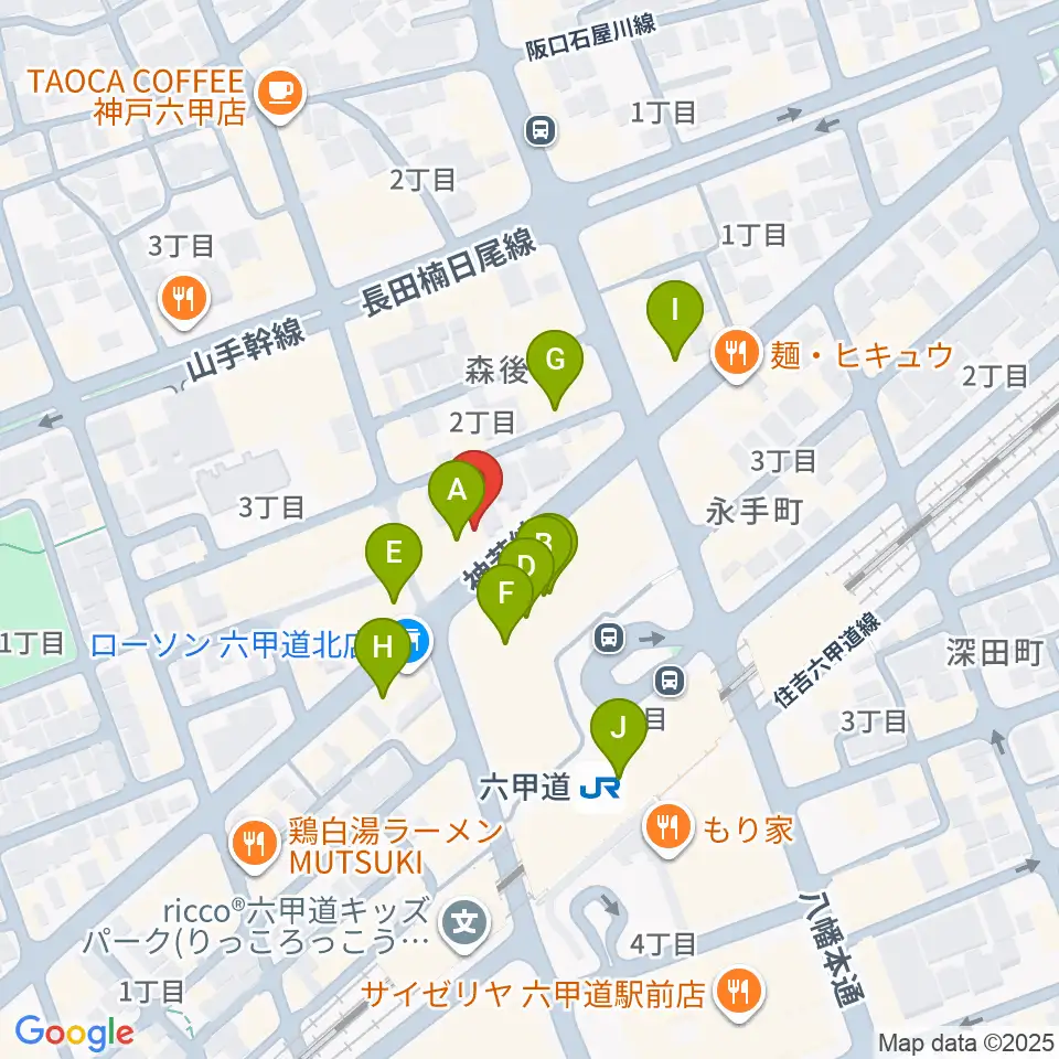 ボイストレーニング HS DREAM周辺のカフェ一覧地図
