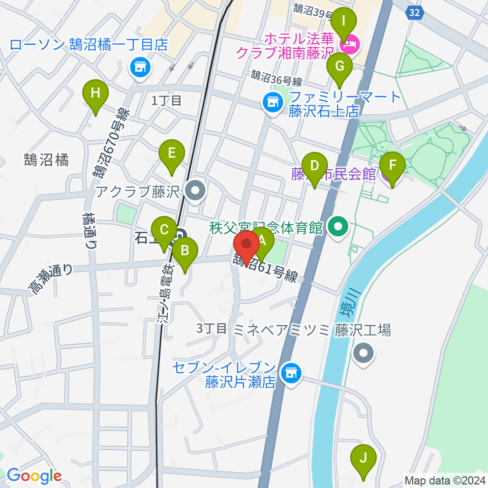 スズキ・メソード音楽教室 湘南センター周辺のカフェ一覧地図