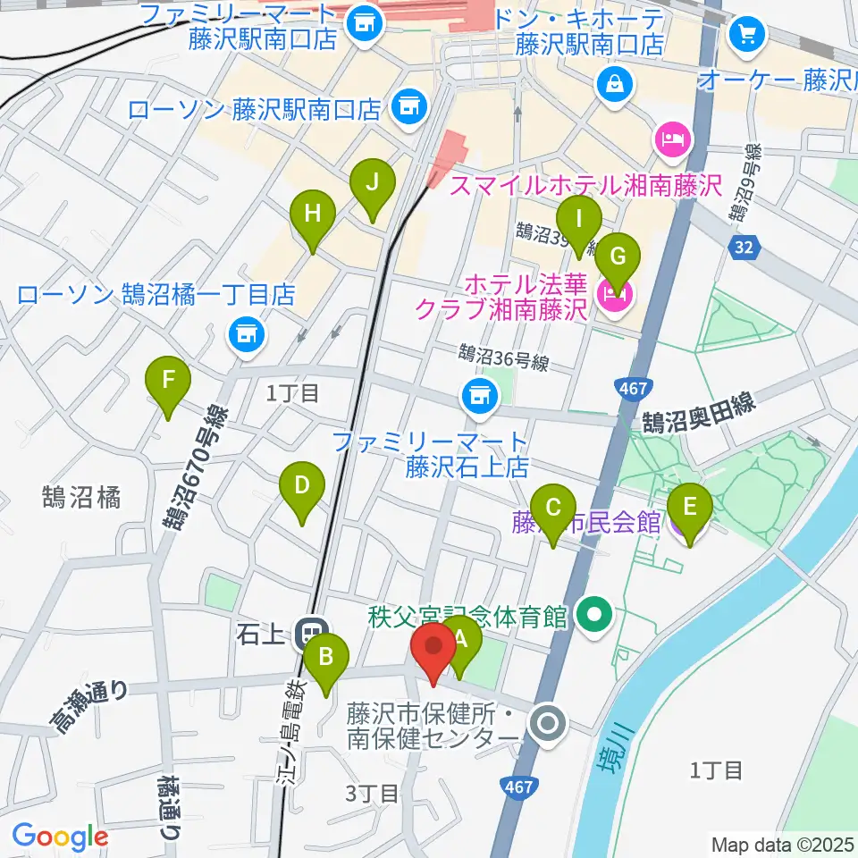スズキ・メソード音楽教室 湘南センター周辺のカフェ一覧地図