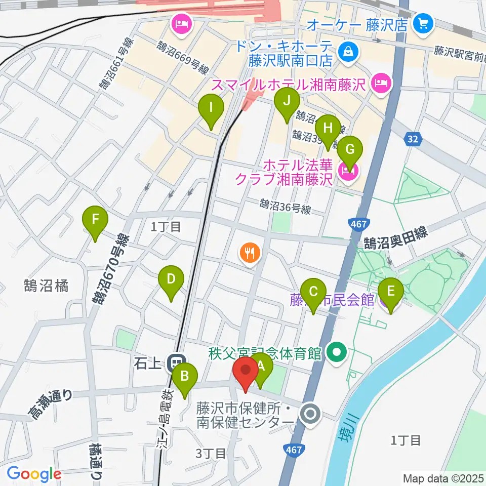 スズキ・メソード音楽教室 湘南センター周辺のカフェ一覧地図