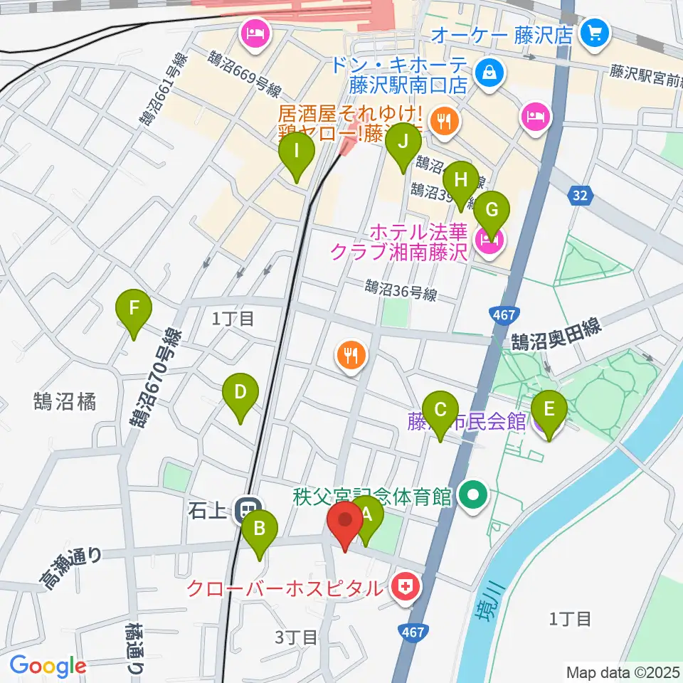 スズキ・メソード音楽教室 湘南センター周辺のカフェ一覧地図