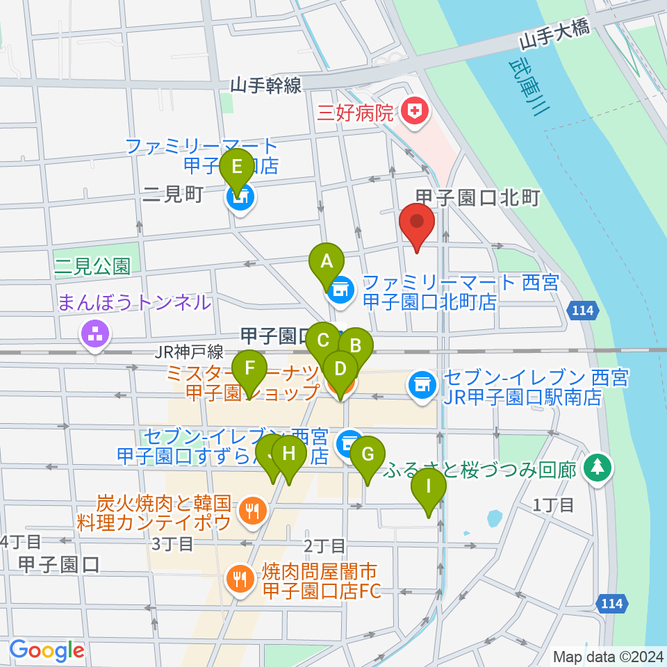 Musicぽえむ音楽教室周辺のカフェ一覧地図