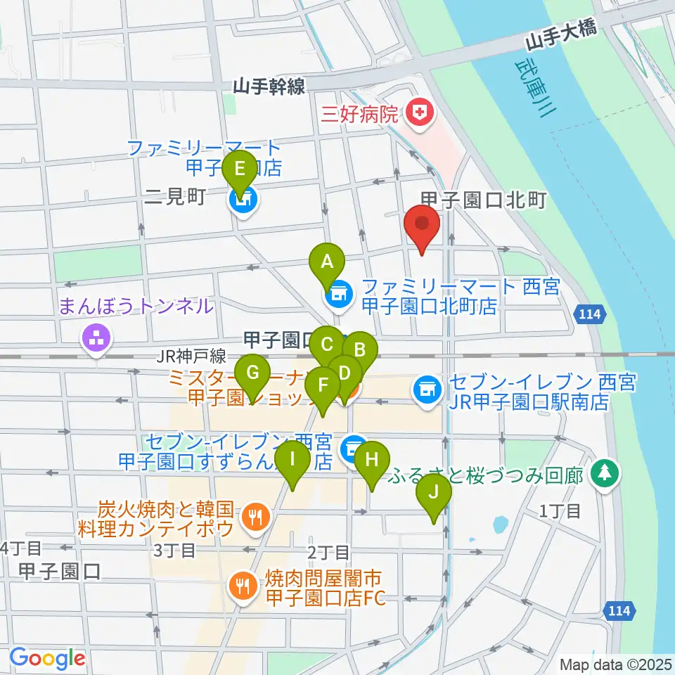 Musicぽえむ音楽教室周辺のカフェ一覧地図