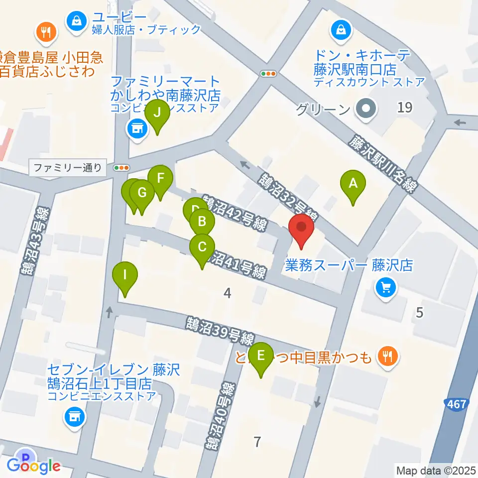 湘南音楽院藤沢周辺のカフェ一覧地図