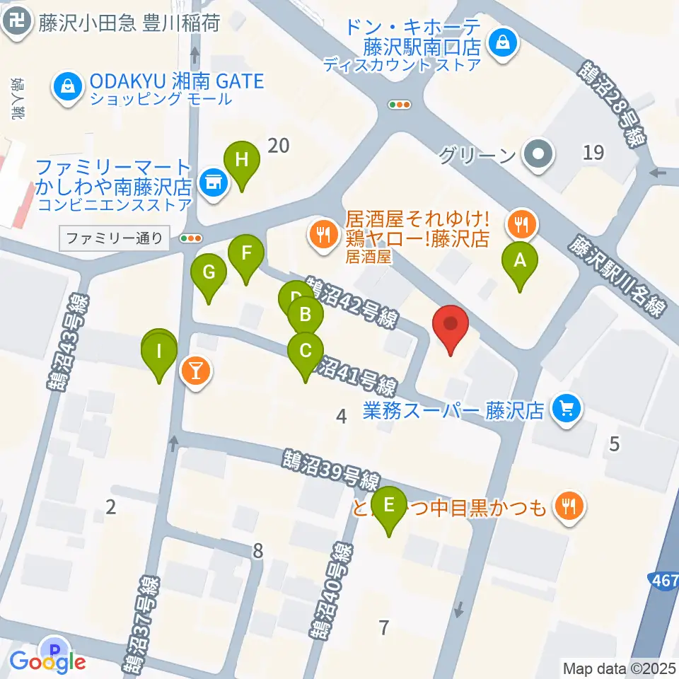 湘南音楽院藤沢周辺のカフェ一覧地図