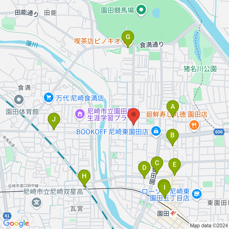 メロディーメイツ音楽教室周辺のカフェ一覧地図