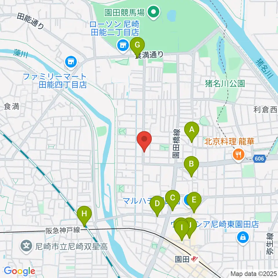 メロディーメイツ音楽教室周辺のカフェ一覧地図