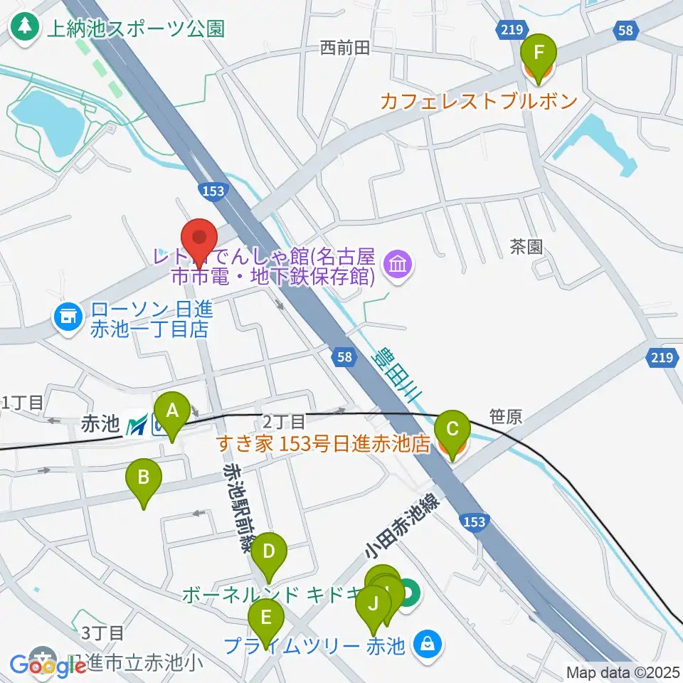 ロージィミュージック赤池校周辺のカフェ一覧地図