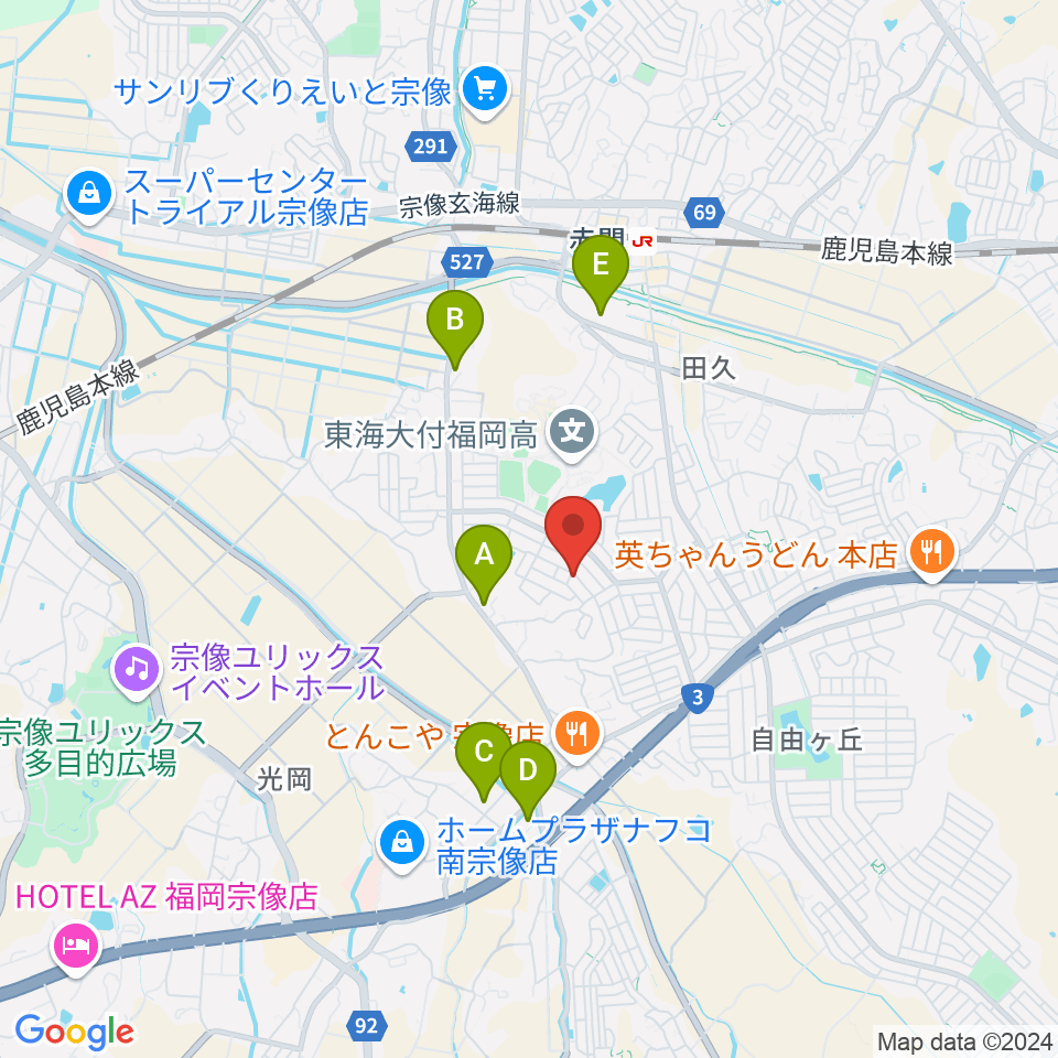 音のたね音楽教室周辺のカフェ一覧地図