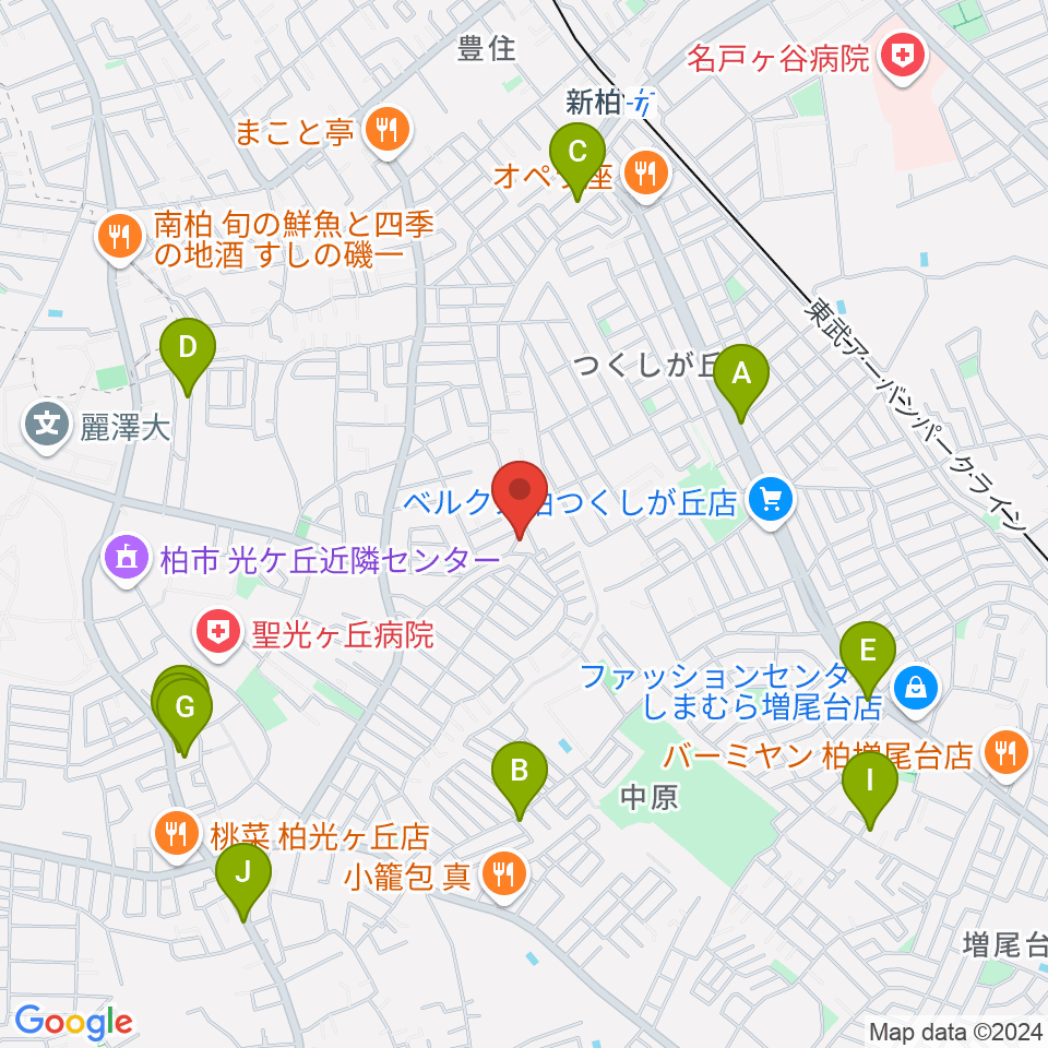 柳沢音楽教室周辺のカフェ一覧地図