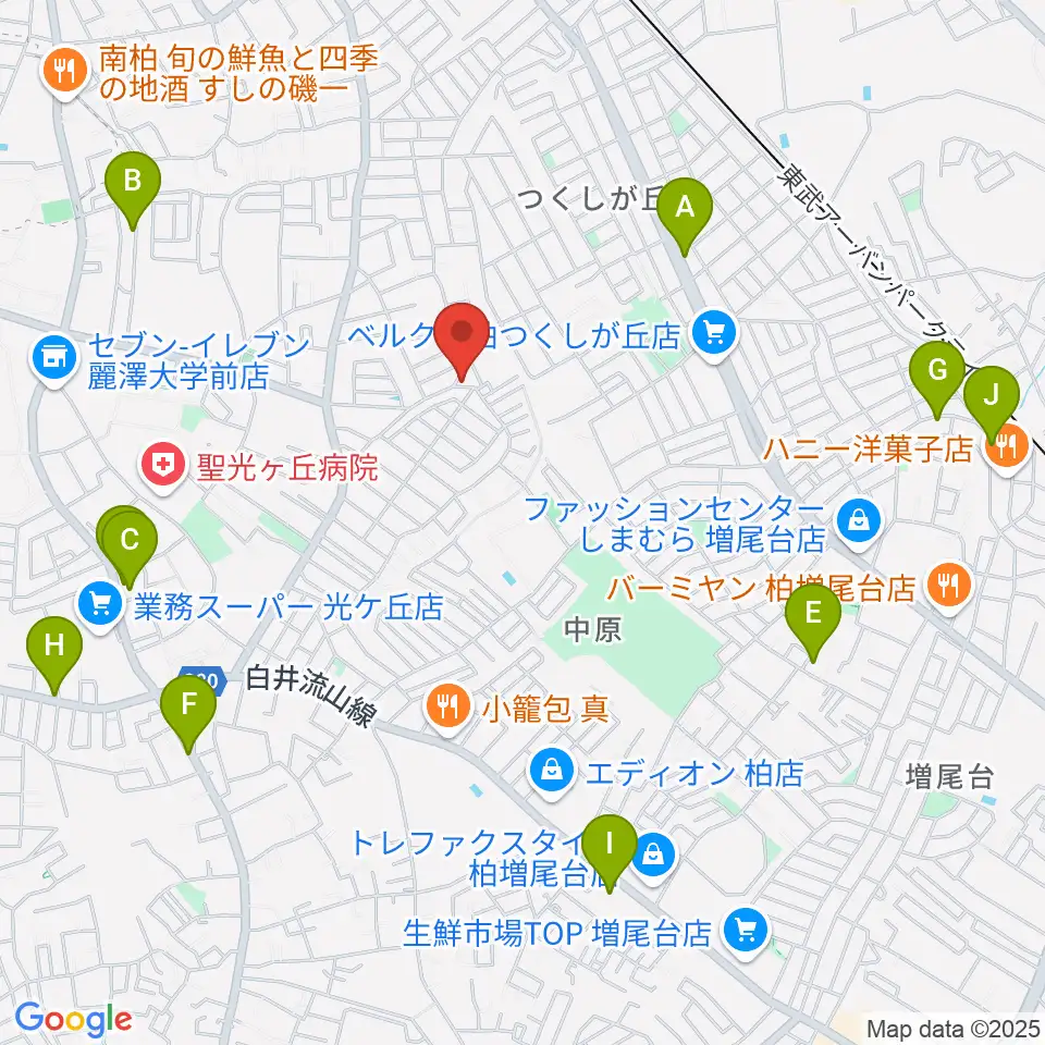 柳沢音楽教室周辺のカフェ一覧地図