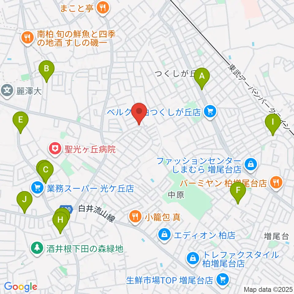 柳沢音楽教室周辺のカフェ一覧地図