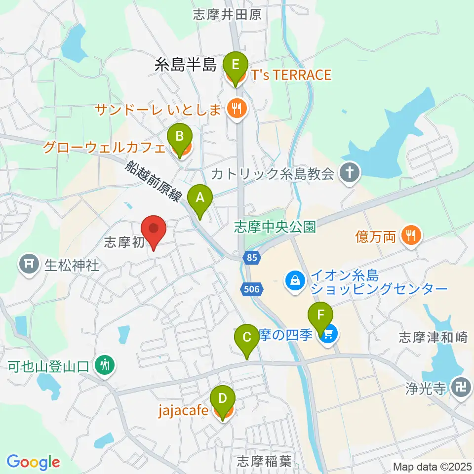 カリーネピアノ教室周辺のカフェ一覧地図