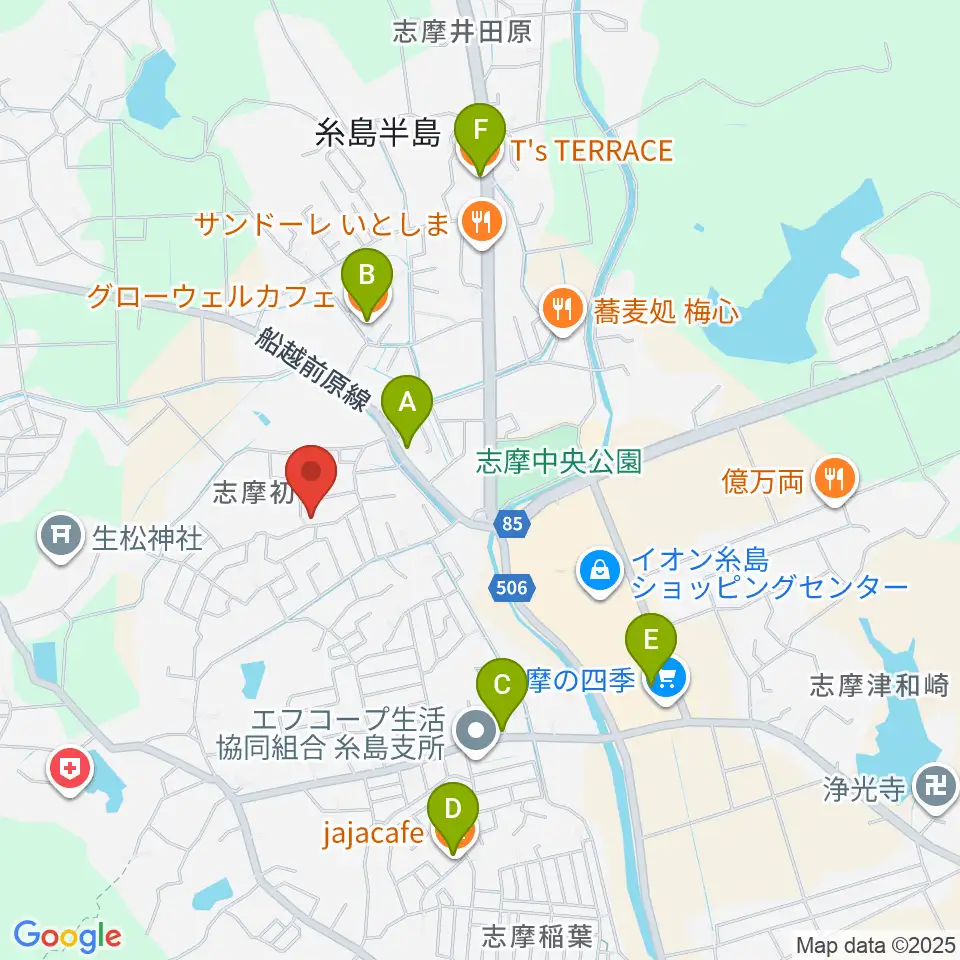 カリーネピアノ教室周辺のカフェ一覧地図