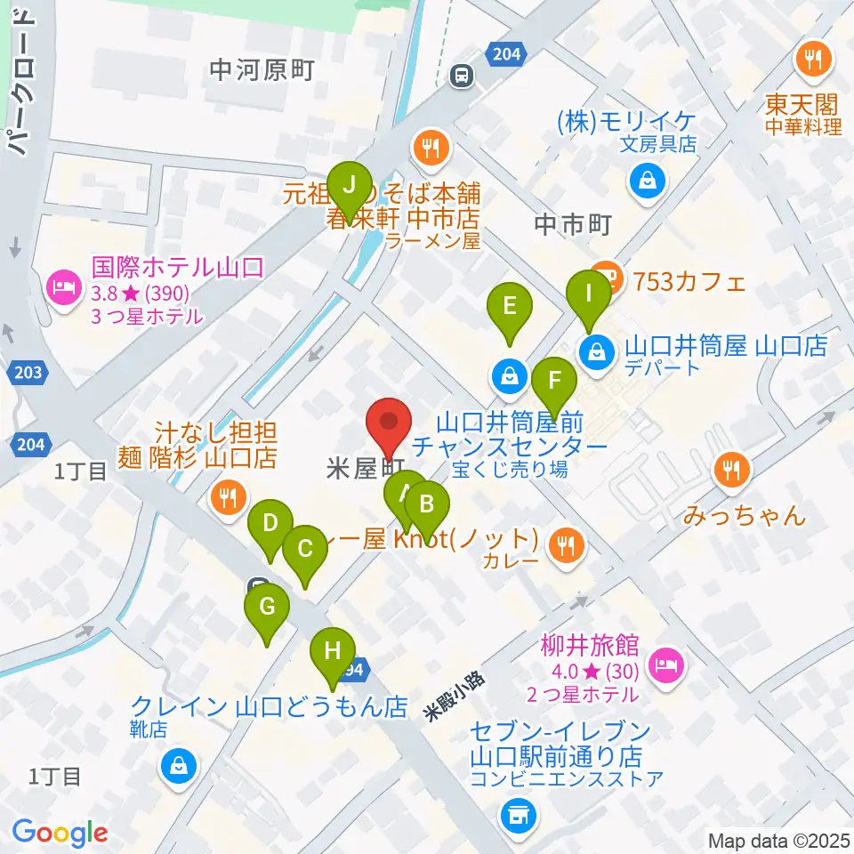 三好屋楽器 山口センター周辺のカフェ一覧地図