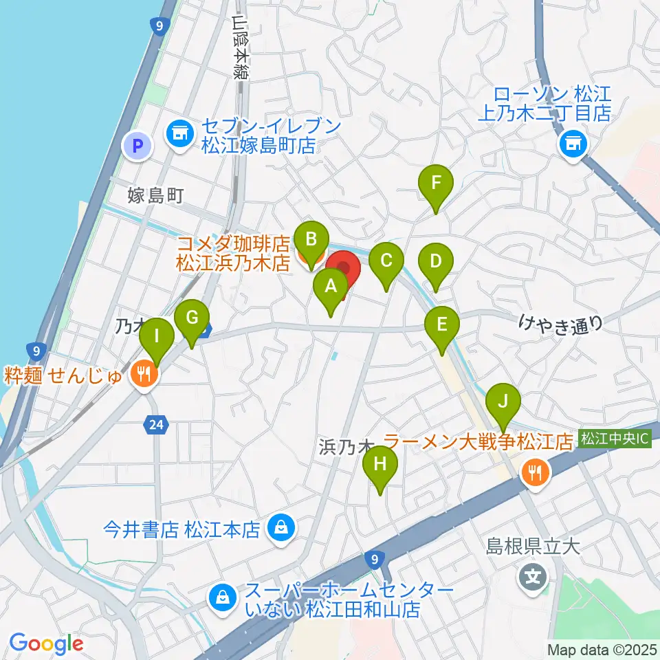 アイミュージックスクール周辺のカフェ一覧地図