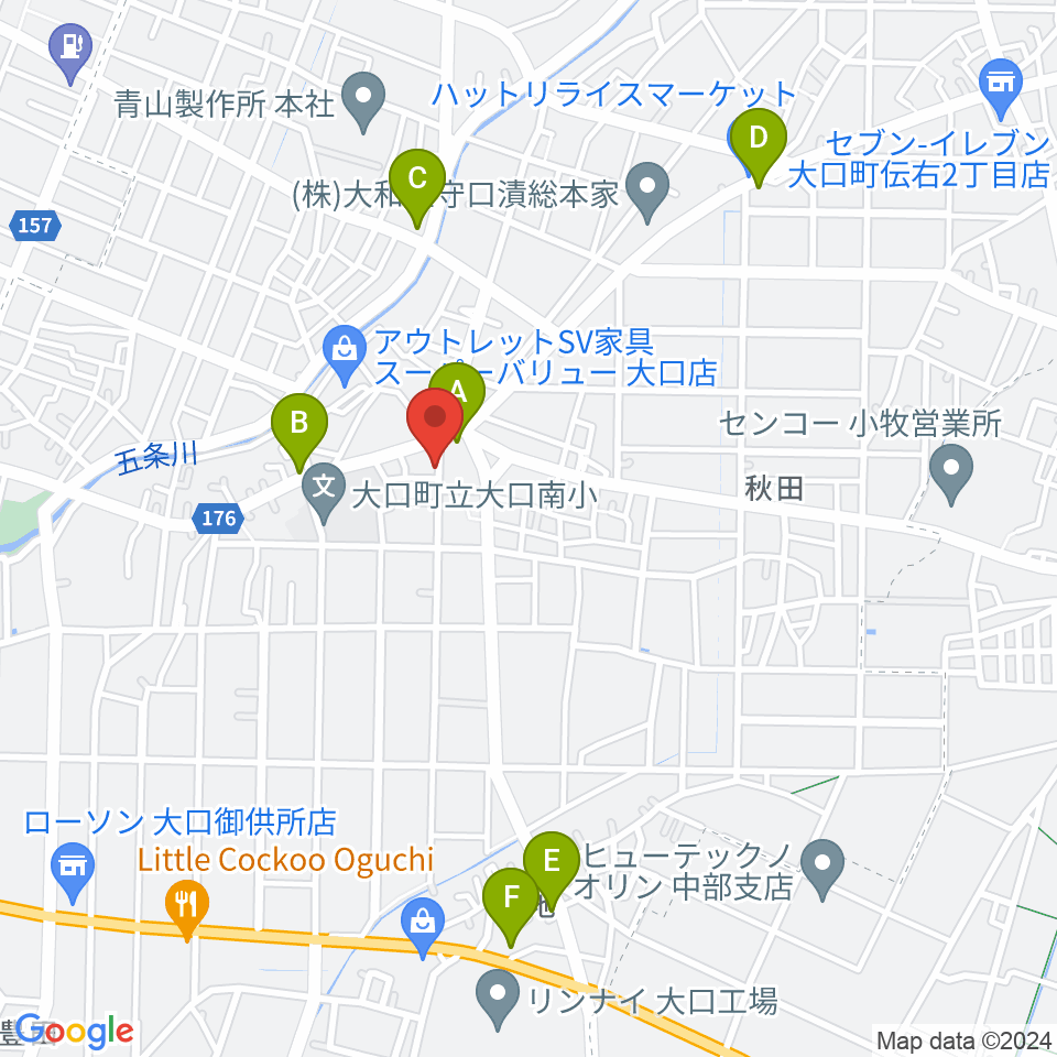 おおもり音楽教室周辺のカフェ一覧地図