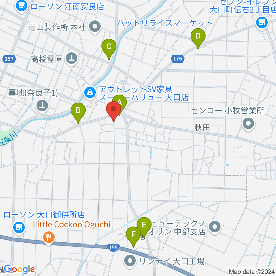 おおもり音楽教室周辺のカフェ一覧地図