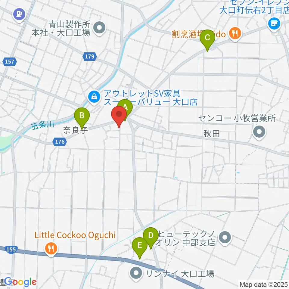 おおもり音楽教室周辺のカフェ一覧地図
