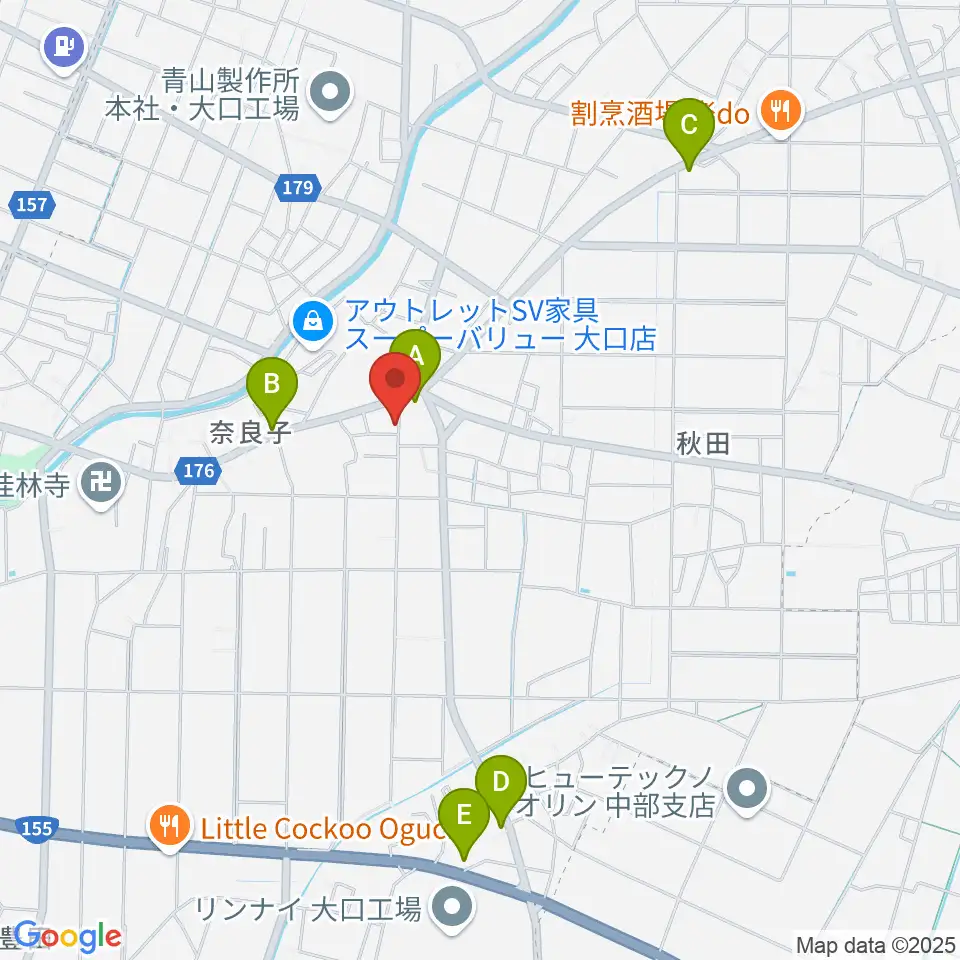 おおもり音楽教室周辺のカフェ一覧地図