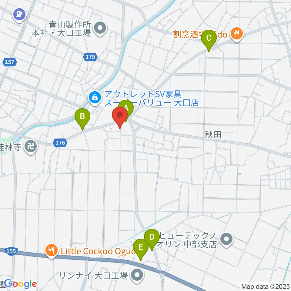 おおもり音楽教室周辺のカフェ一覧地図