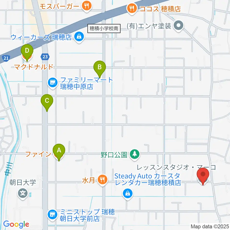 レッスンスタジオ・マーコ周辺のカフェ一覧地図