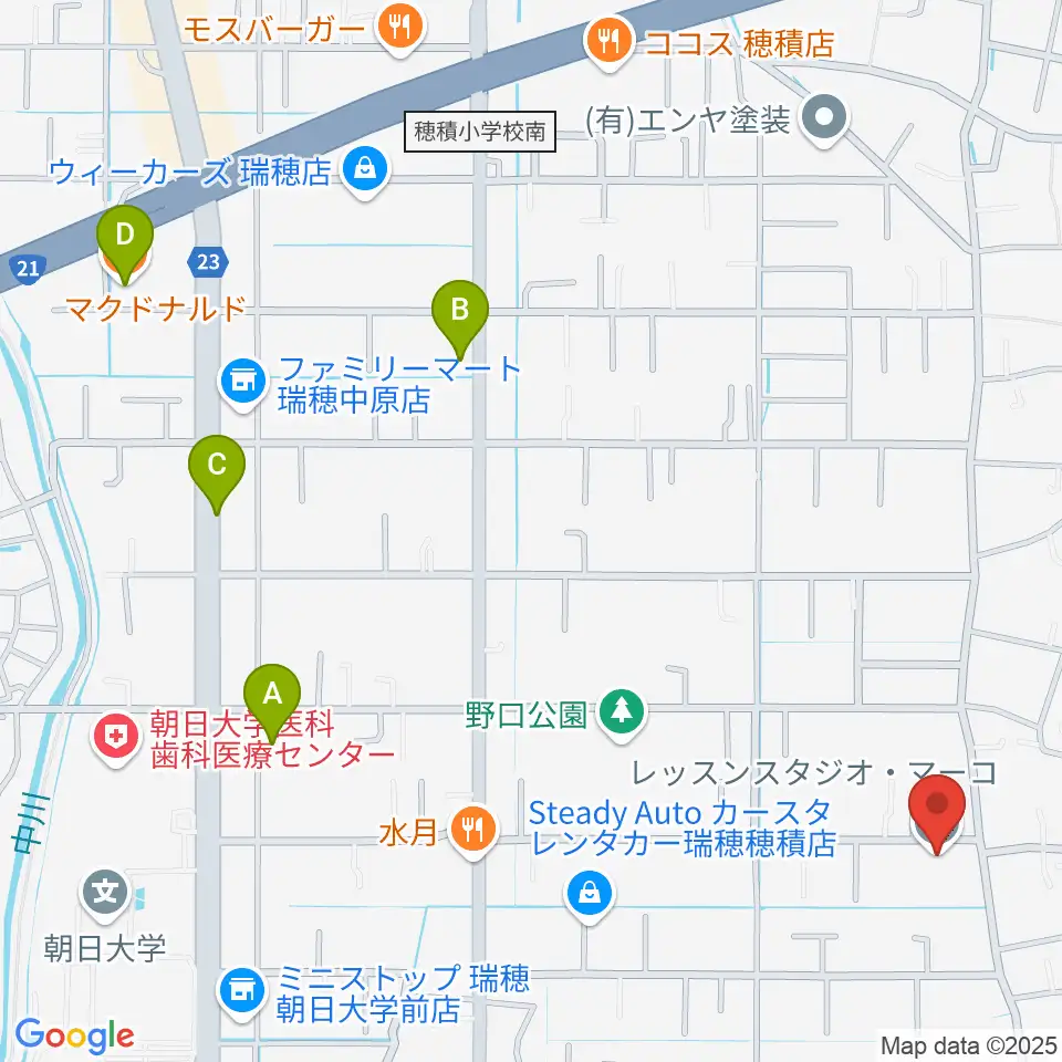レッスンスタジオ・マーコ周辺のカフェ一覧地図